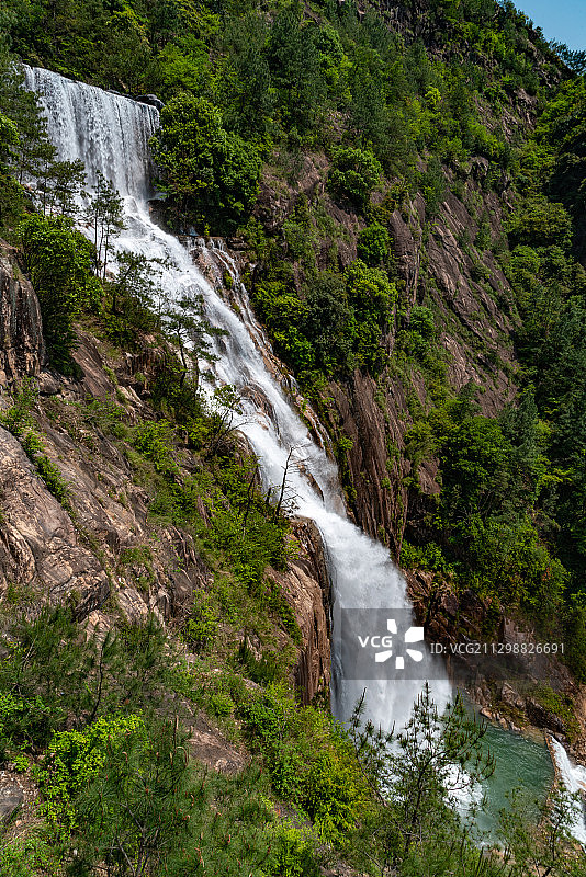 中国浙江省台州市天台县天台山大瀑布近景图片素材