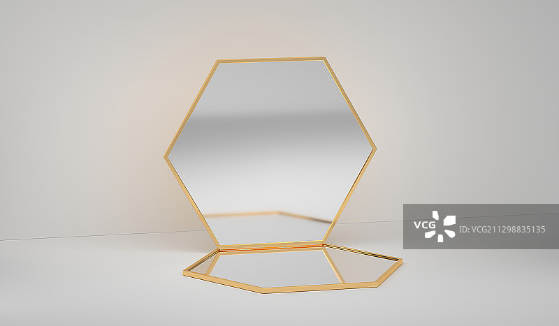 C4D三维立体静物场景背景素材图简约留白广告产品展台化妆镜子图片素材