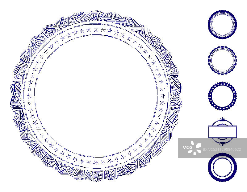 线条花环圆形星星边框图标图片素材