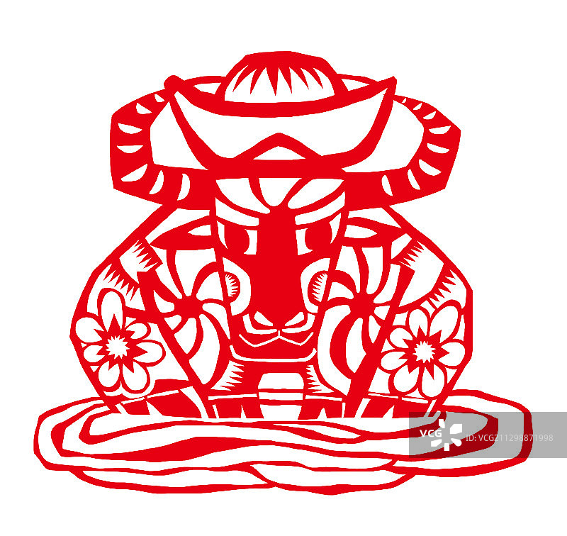 牛年牛插画-厚度载物上善若水剪纸图片素材