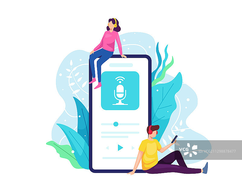 用智能手机收听播客图片素材