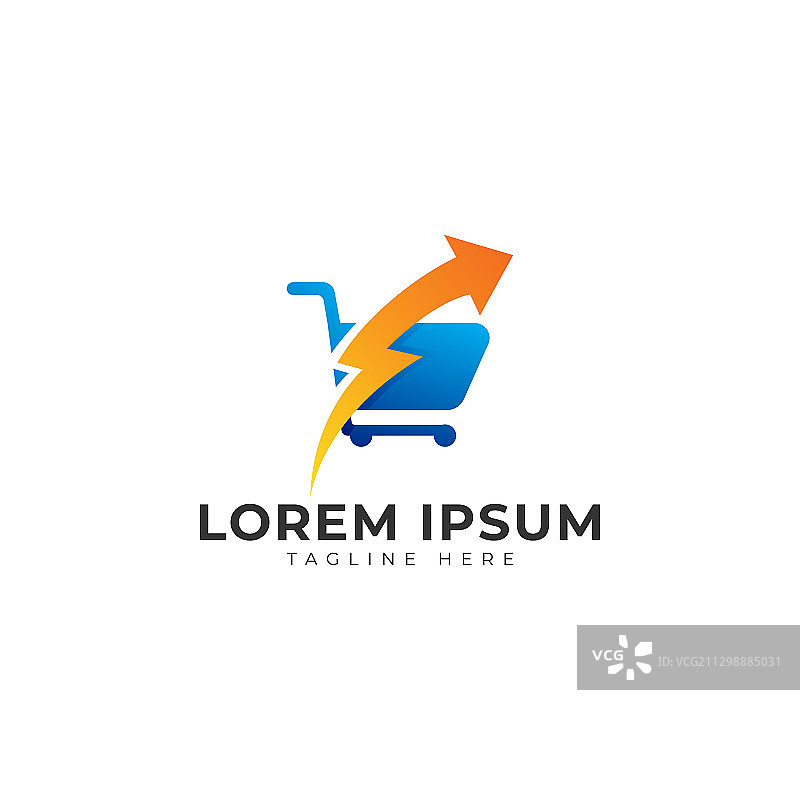 带购物车闪电标志的在线商店图片素材