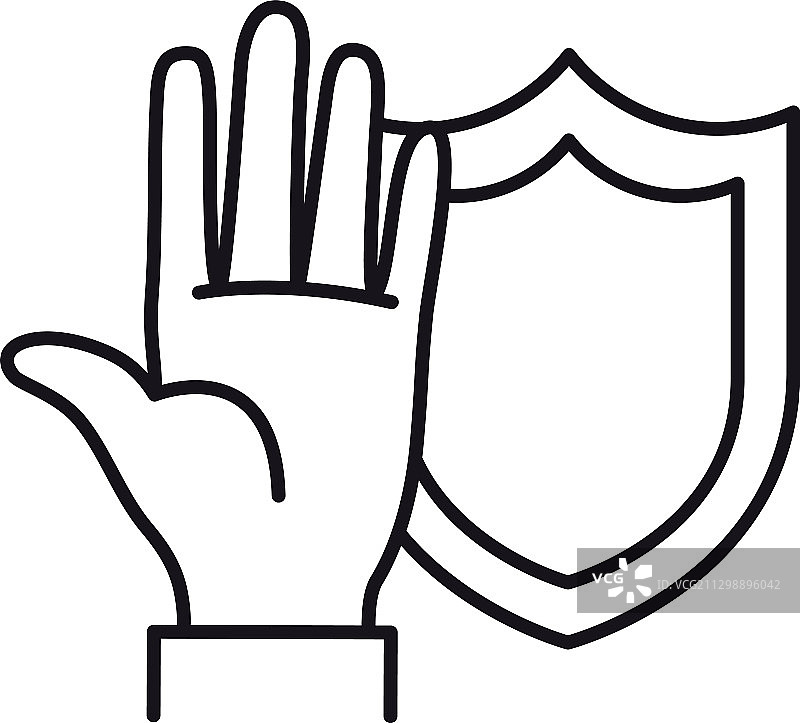 手持清洁盾牌图标线条风格图片素材