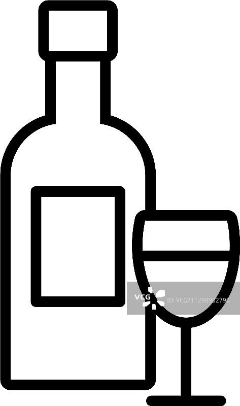 葡萄酒瓶和杯子线条风格图片素材