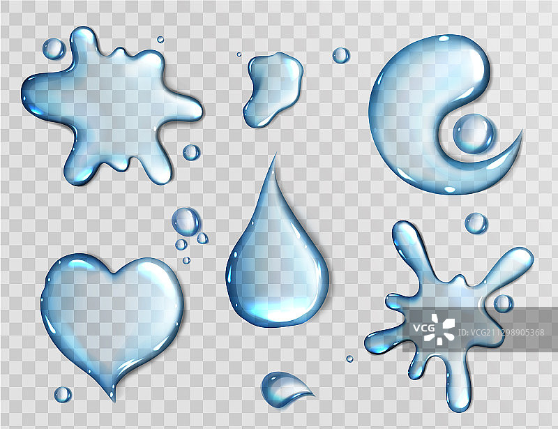 俯视角度的不同形状水花图片素材