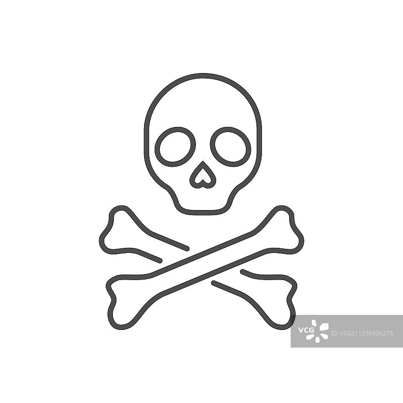 骷髅头骨骼细线图标图片素材