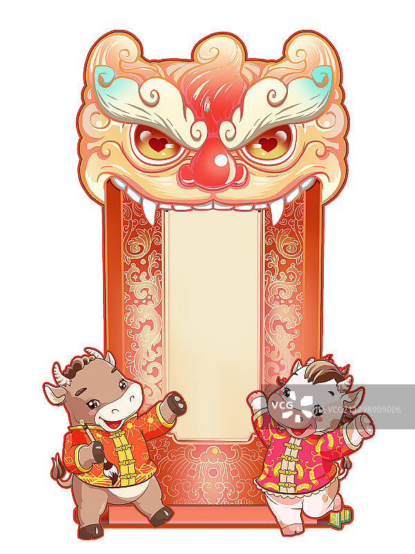 牛年虎头空白对联图片素材
