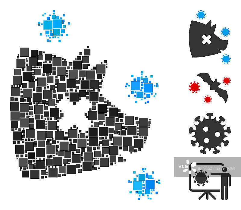 方形猪流感图标拼贴图片素材