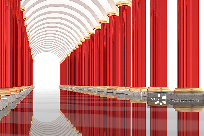 3D抽象拱形空间背景图片素材