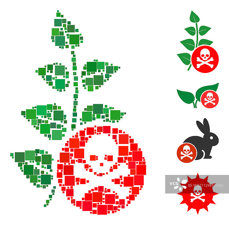 方形除草剂毒素图标拼贴图片素材
