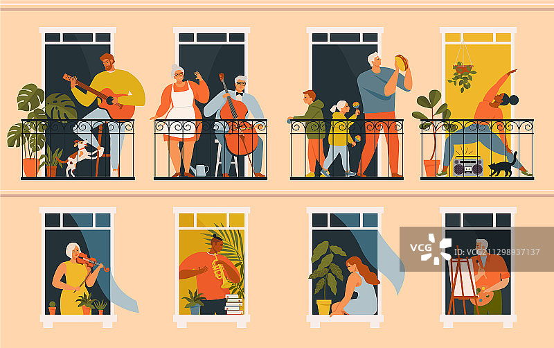 疫情期间的社交隔离概念图片素材