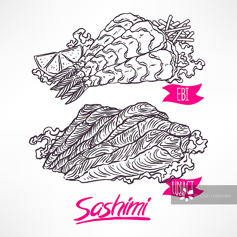 鲜虾鳗鱼刺身图片素材