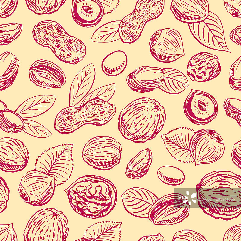 无缝背景与坚果图片素材