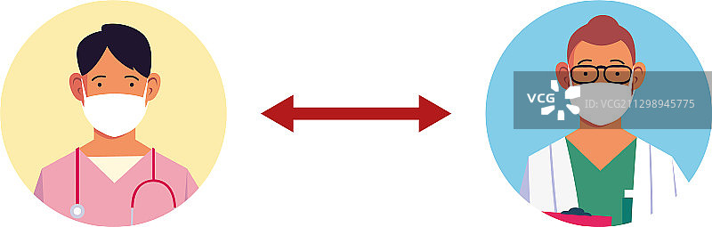 医生在白色背景上保持距离图片素材