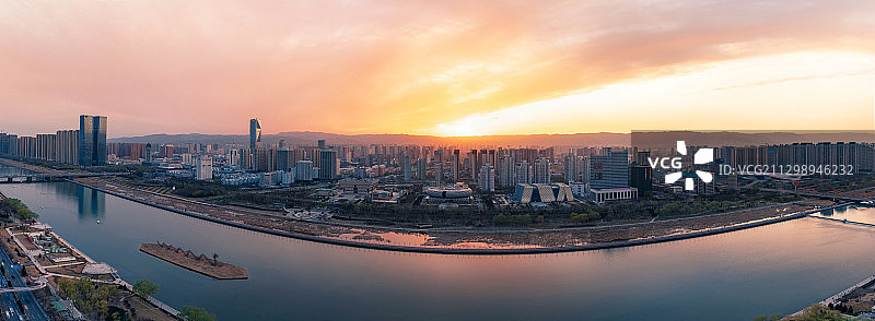 山西省太原市 汾河公园山西博物院山西地质博物馆太原市图书馆全景图片素材