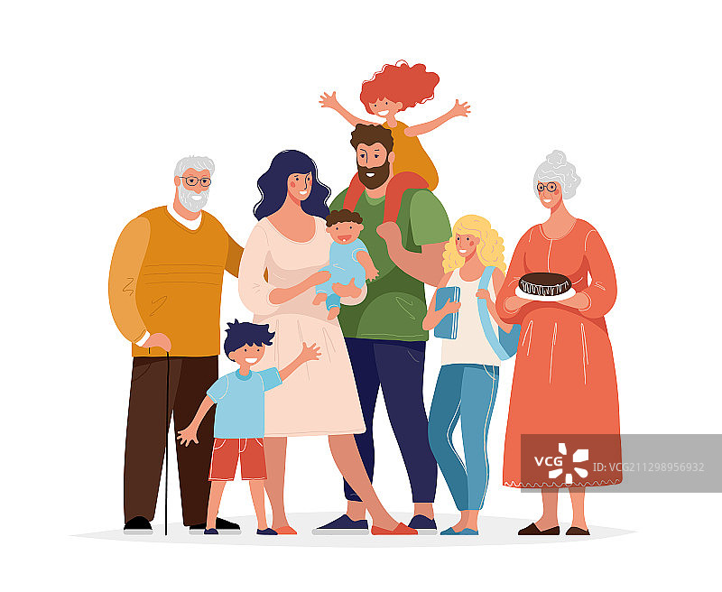 幸福的一家人拥抱在一起图片素材