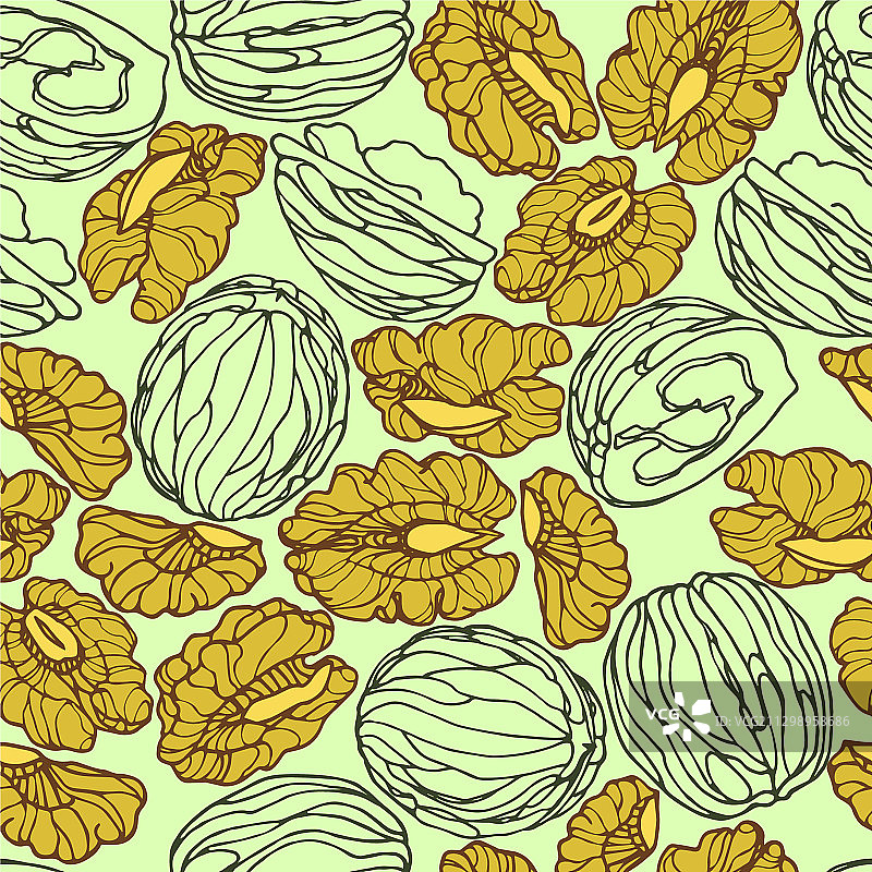 一套核桃仁无缝图案图片素材