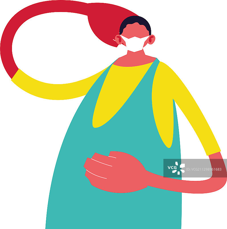 在白色背景上移动的戴医用口罩的男人图片素材