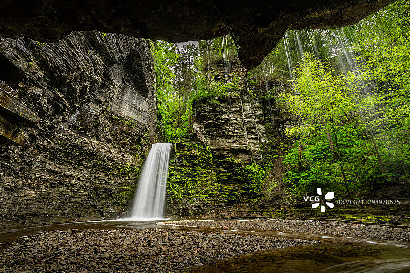 美国诺斯维尔森林瀑布风景图片素材