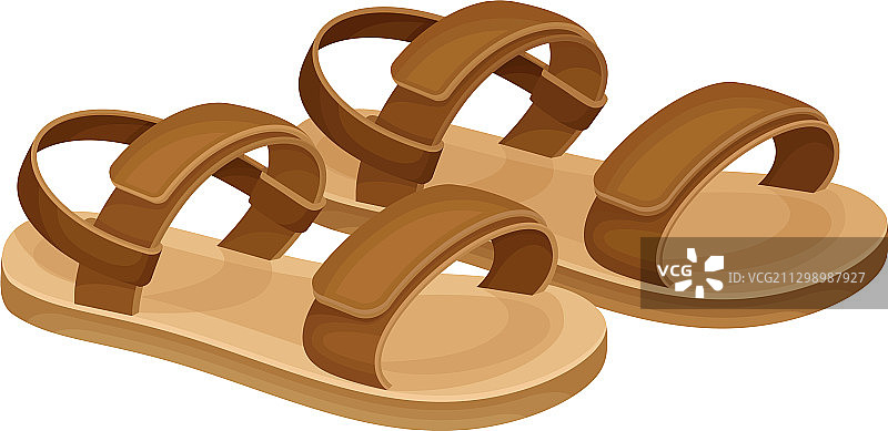 男士夏季棕色皮凉鞋图片素材