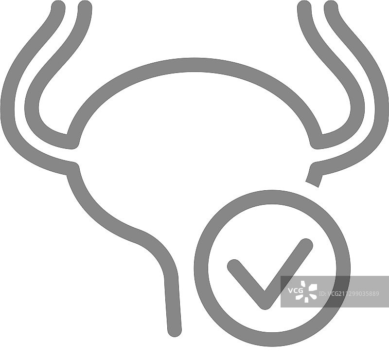 带勾选标记线的膀胱图标图片素材