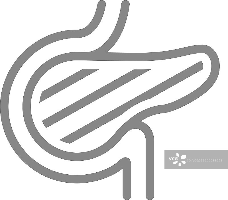 人类胰腺疼痛线图标，急性胰腺炎图片素材