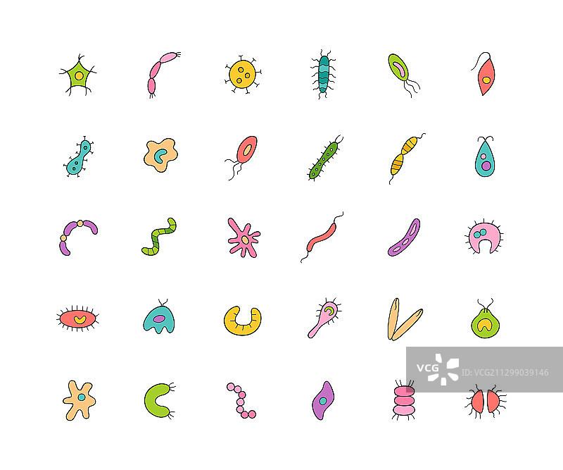 微生物病毒细菌病原体图标图片素材