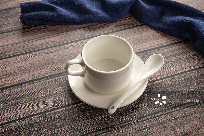 正上方俯视视角条纹木制木板材质静物背景素材图休闲咖啡杯子图片素材