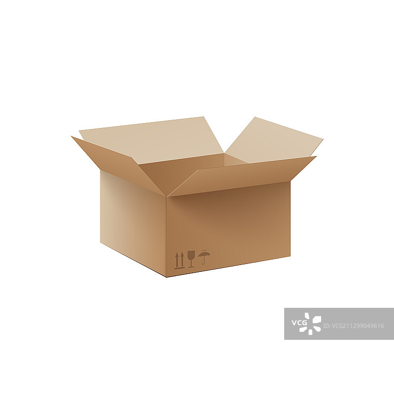 逼真的带包裹运输的打开的纸板箱图片素材