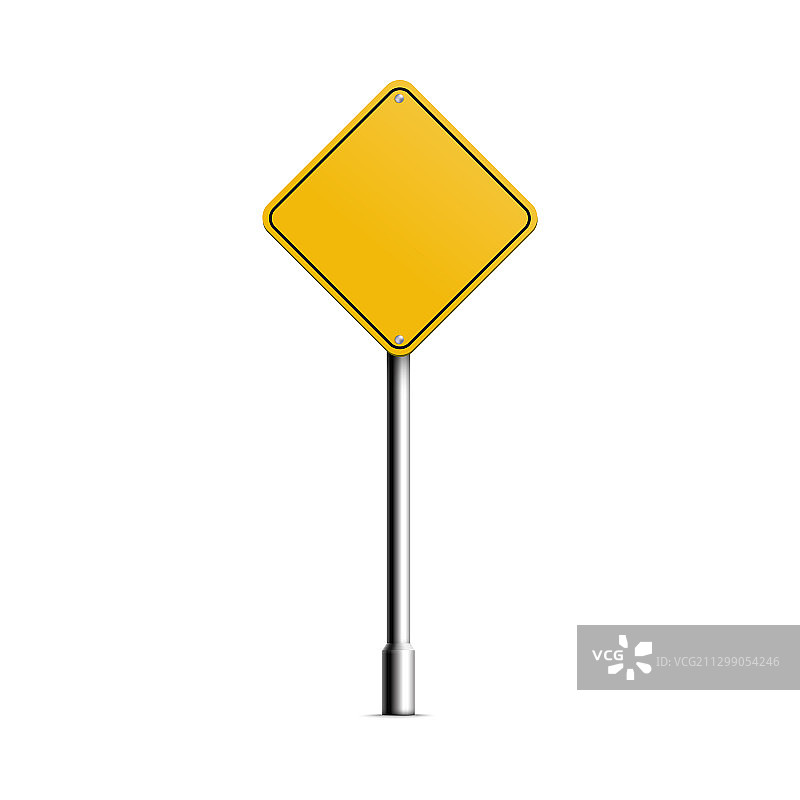 黄色菱形道路标志牌逼真样机图片素材