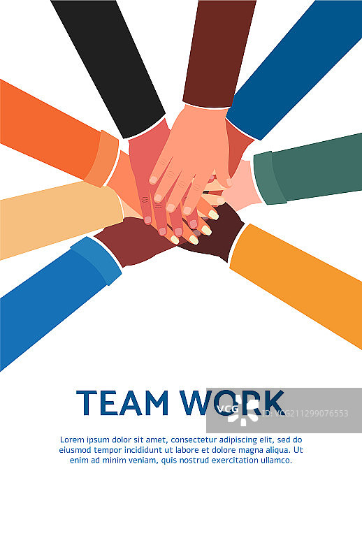 卡通人物团队合作海报模板图片素材