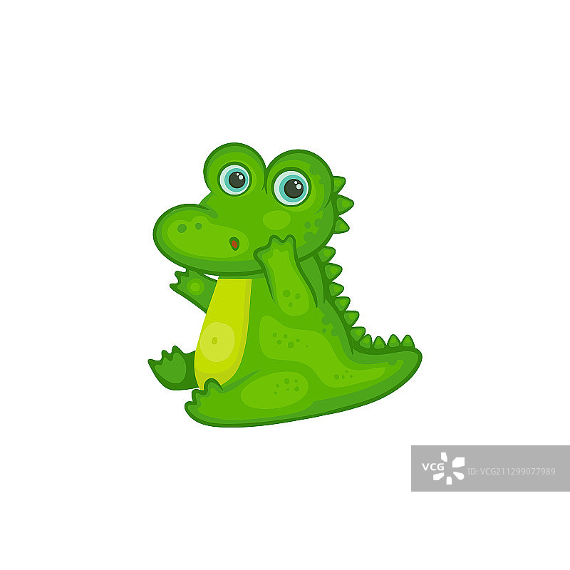 惊讶或悲伤表情的鳄鱼卡通形象图片素材