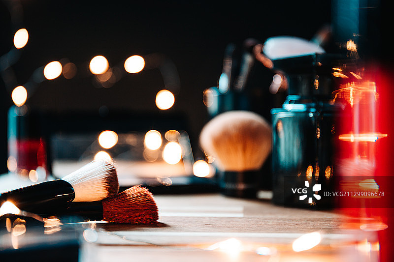 上化妆刷的特写图片素材