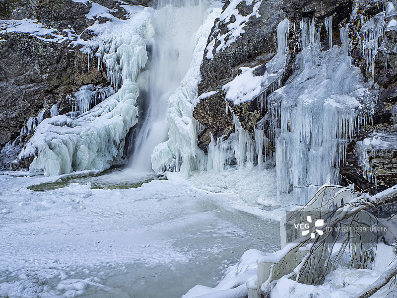 加拿大斯普林希尔冰冻瀑布风光图片素材