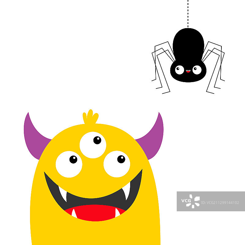 看着悬挂黑物的黄色头怪物图片素材