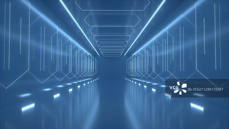 3D霓虹灯空间背景隧道图片素材