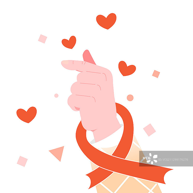 卡通世界艾滋病日节日宣传科普健康保护医护女孩情感表达矢量插画图片素材