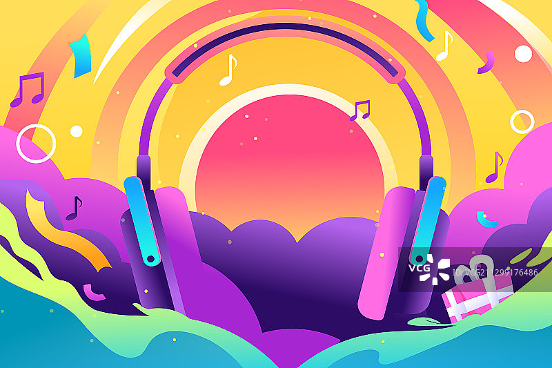 卡通电商购物促销唱歌达人邀请好友音乐节聚会派对活动矢量插画图片素材