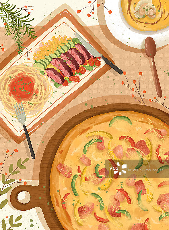 美食插画之西餐图片素材