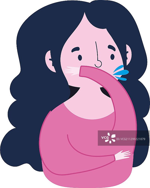 年轻女性咳嗽并遮掩预防新冠图片素材