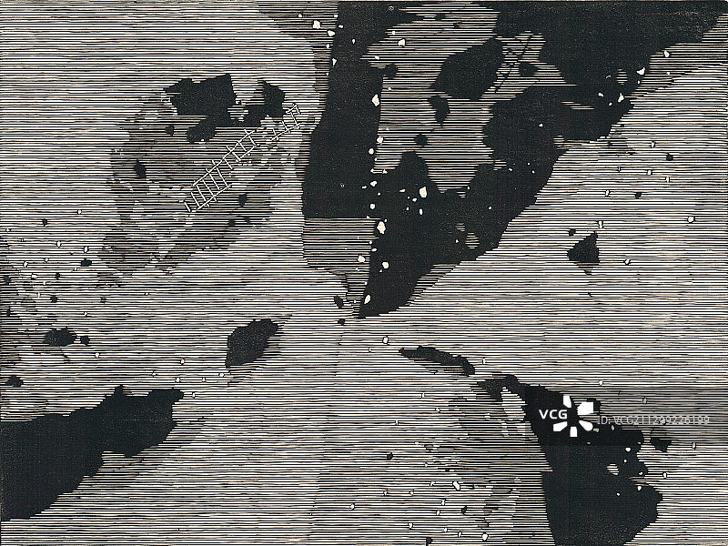 黑白木刻版画《贡湖系列之十一》图片素材