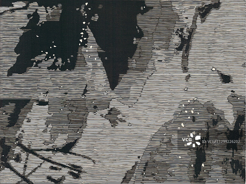 黑白木刻版画《贡湖系列之四》图片素材