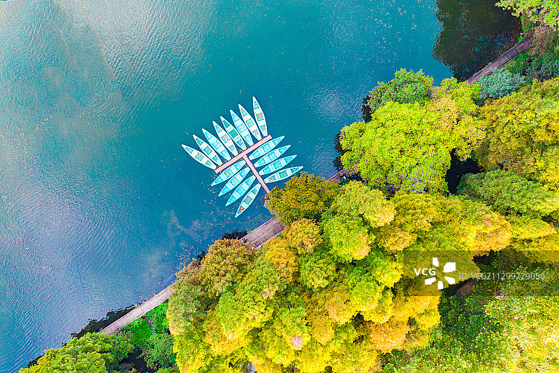 杭州西湖景区杨公堤船坞风光图片素材