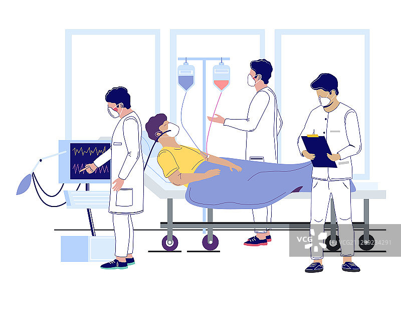 医院冠状病毒治疗（扁平风格）图片素材