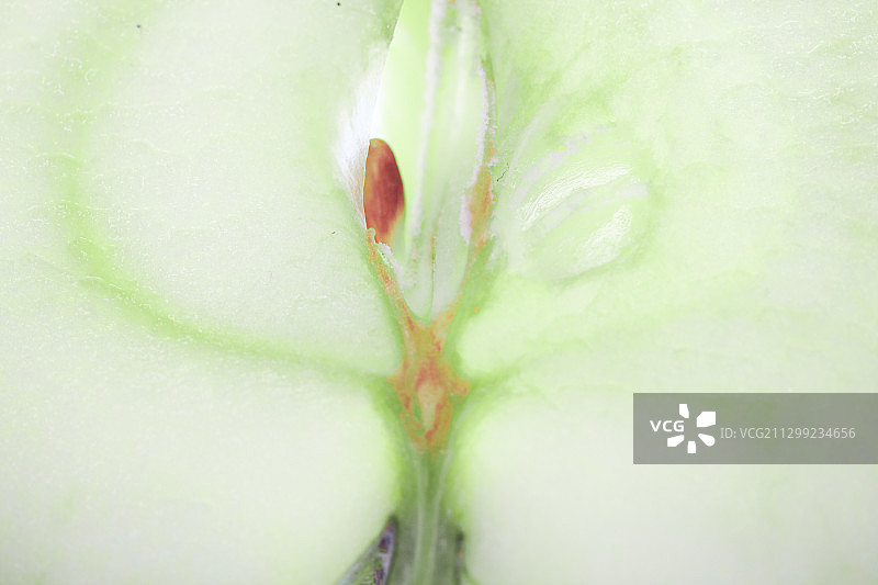 绿色苹果切片逆光抽象构图图片素材