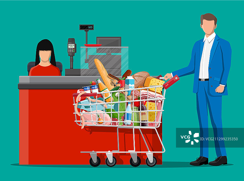 收银台上的食品杂货图片素材