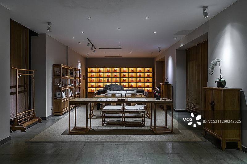 中式禅意茶室室内空间图片素材