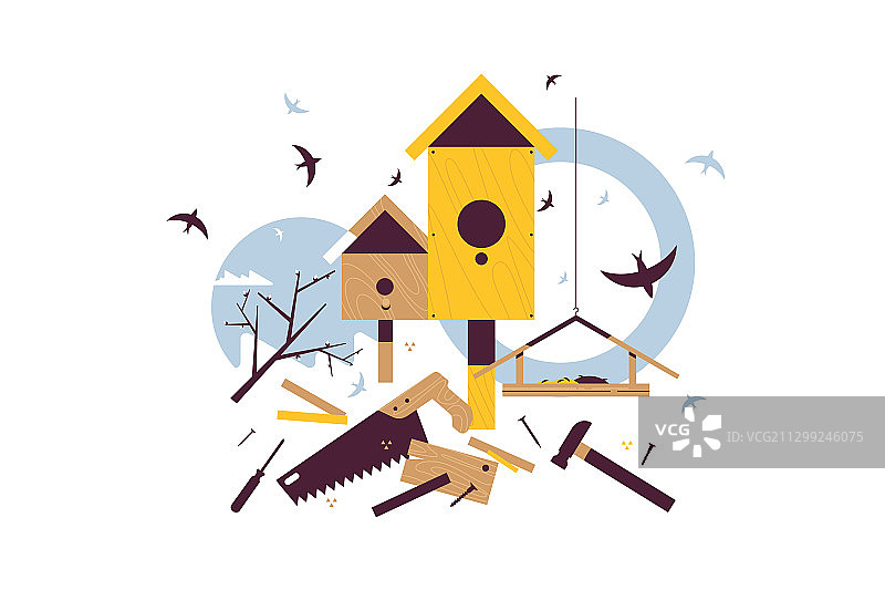 栖息在木制鸟舍上的春季八哥图片素材