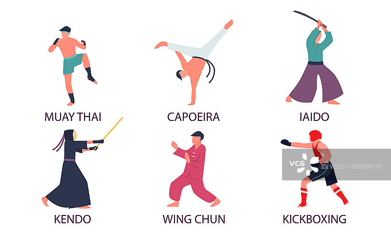 男人练习不同的亚洲武术图片素材