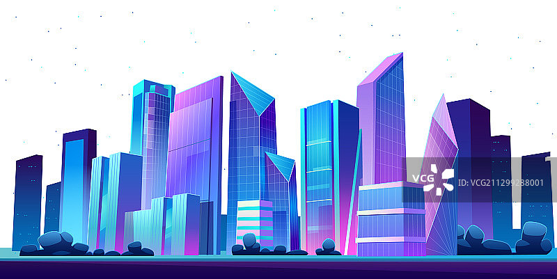 城市建筑天际线夜景全景banner图片素材